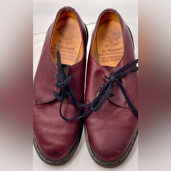 Vintage Dr Martens S33 Burgundy Oiled Leather Men's Oxfords w/ Air Cushion Soles